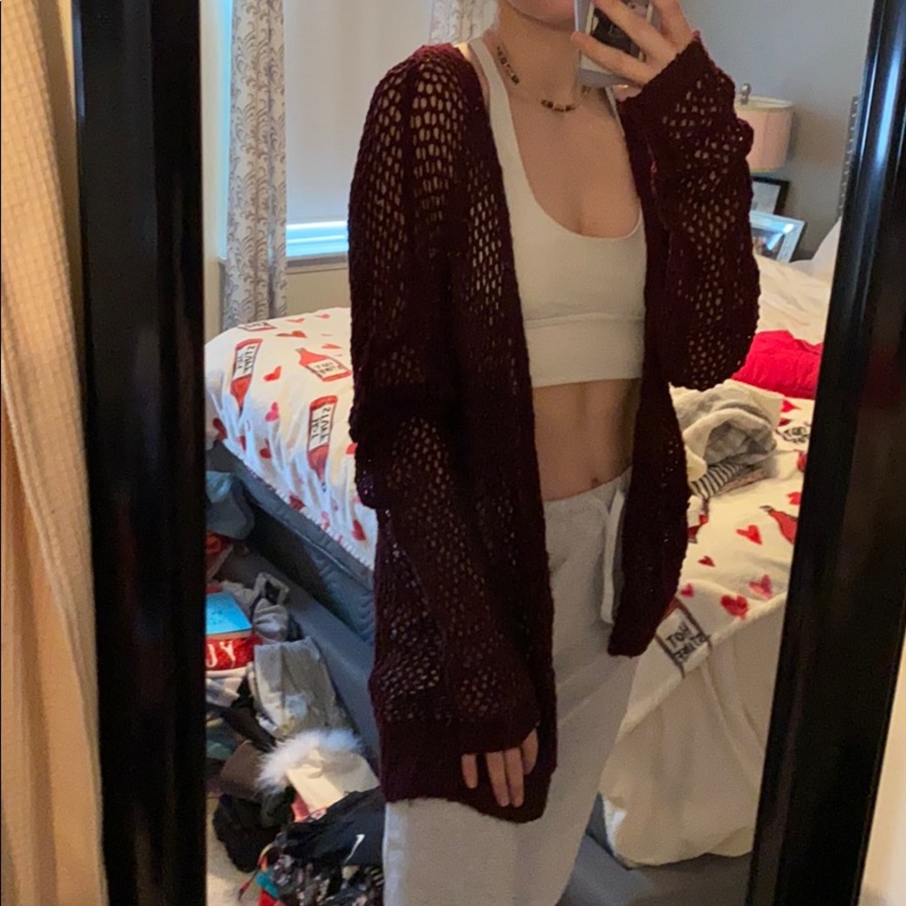 ABERCROMBIE CARDIGAN MAROON